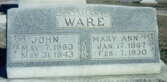 John & Mary Ware Tombstone