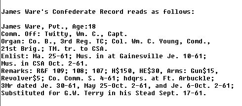 James Ware's CSA Record